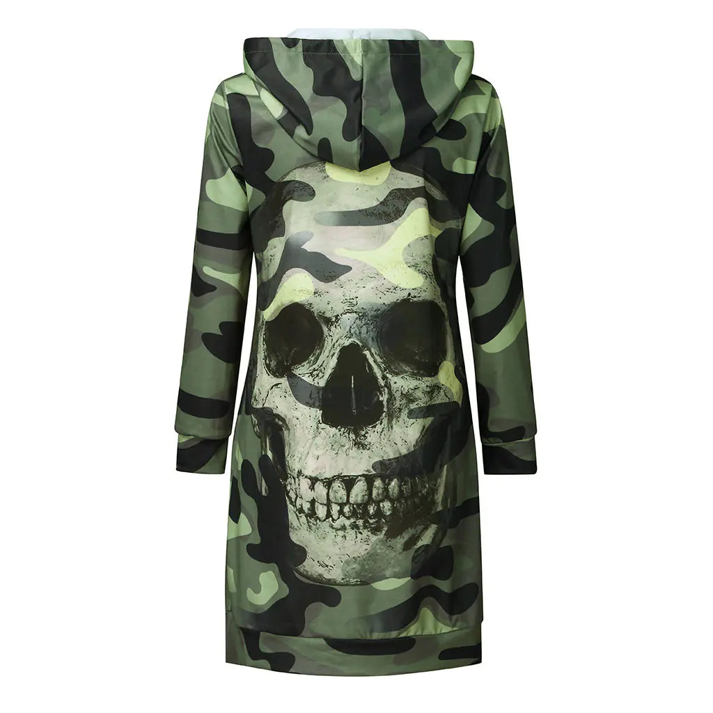 2019 Camouflage Skull Long Sleeve Hoodie for Halloween