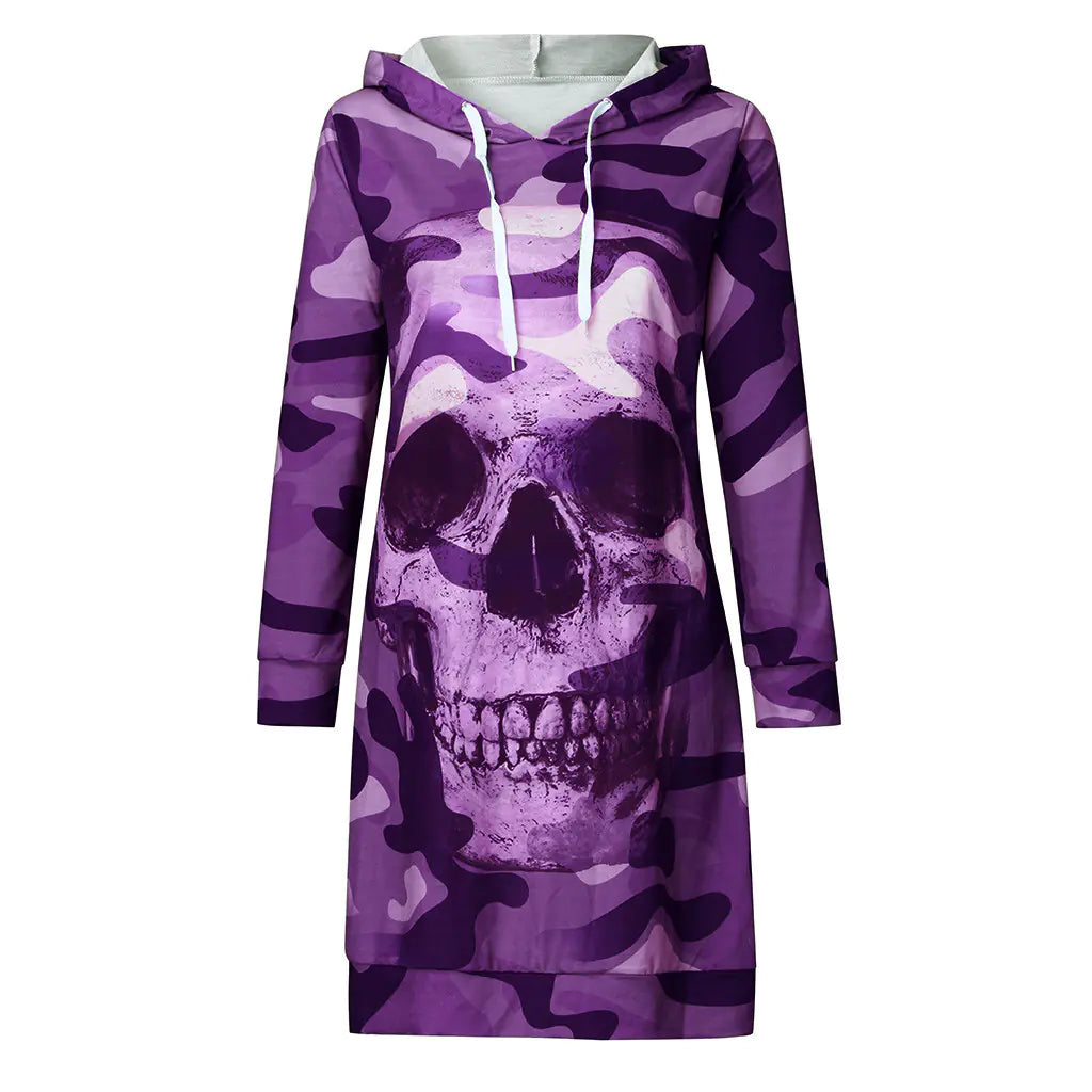 2019 Camouflage Skull Long Sleeve Hoodie for Halloween