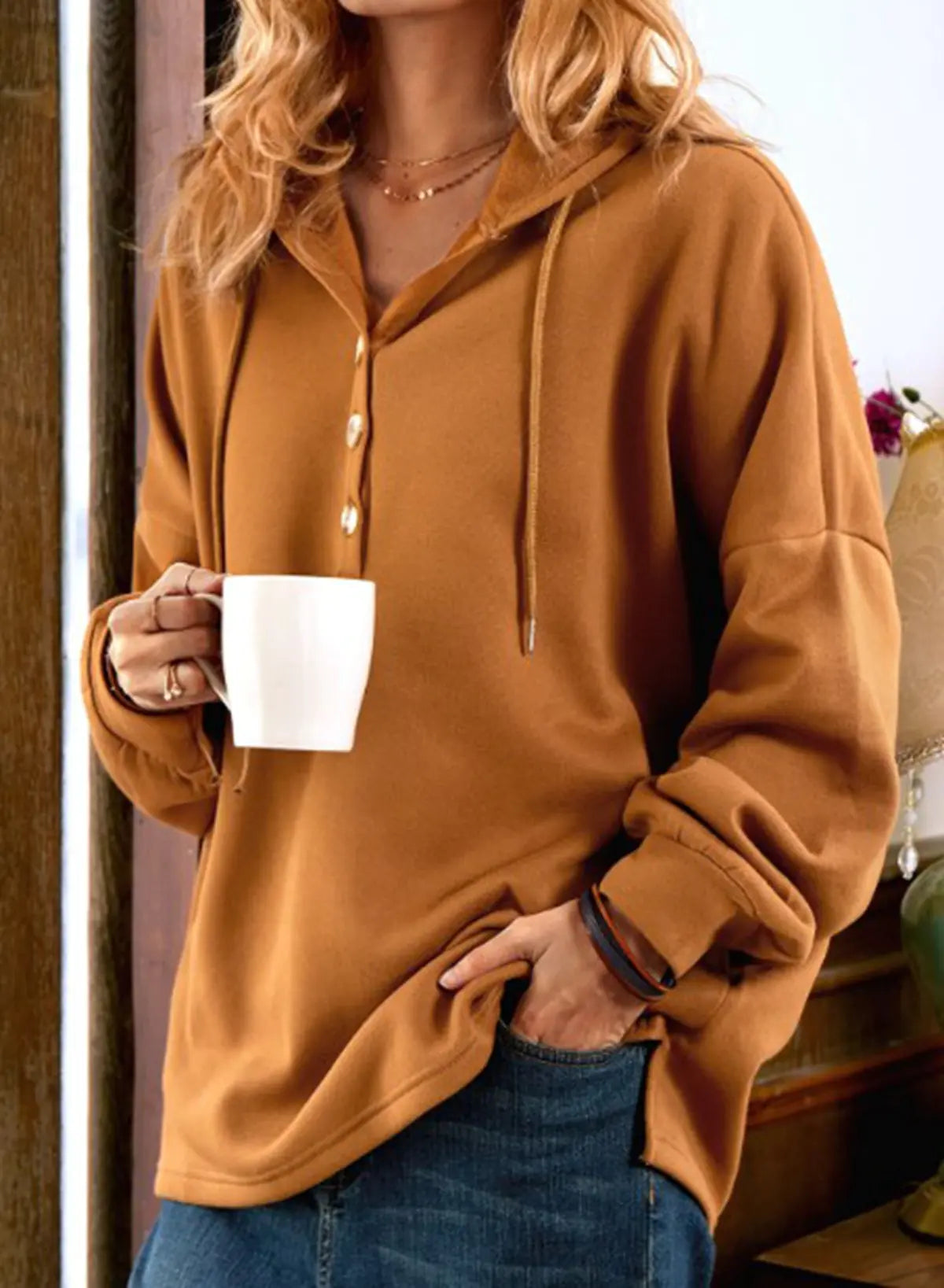 Casual Solid Color Hooded Cotton Commuter Sweater