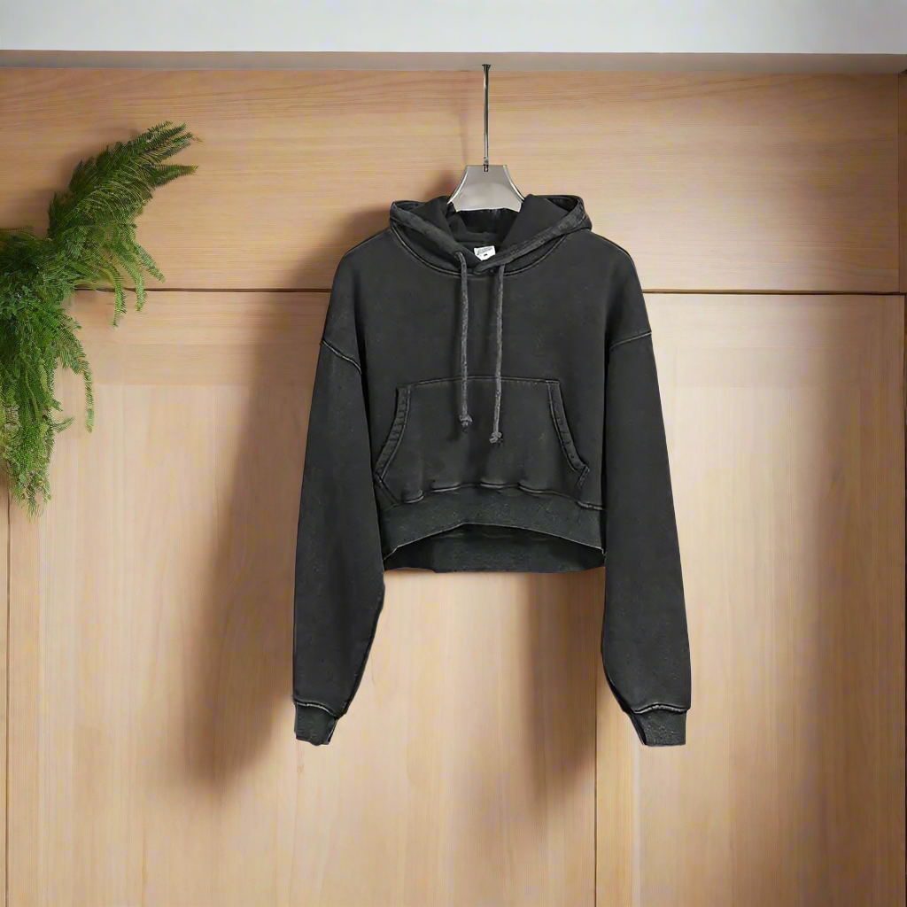 Vintage Washed Plush Hooded Women's Sweater & Shorts