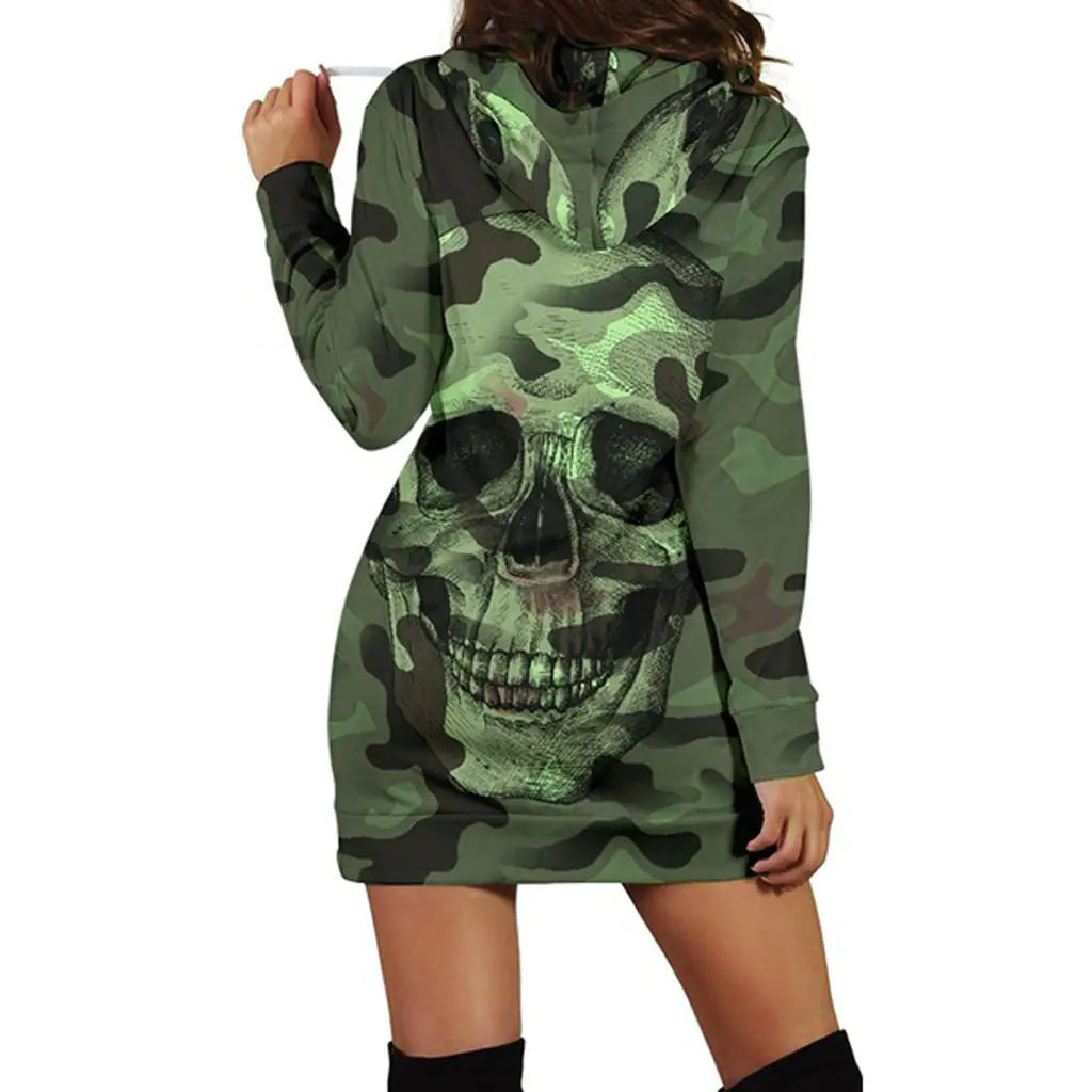 2019 Camouflage Skull Long Sleeve Hoodie for Halloween