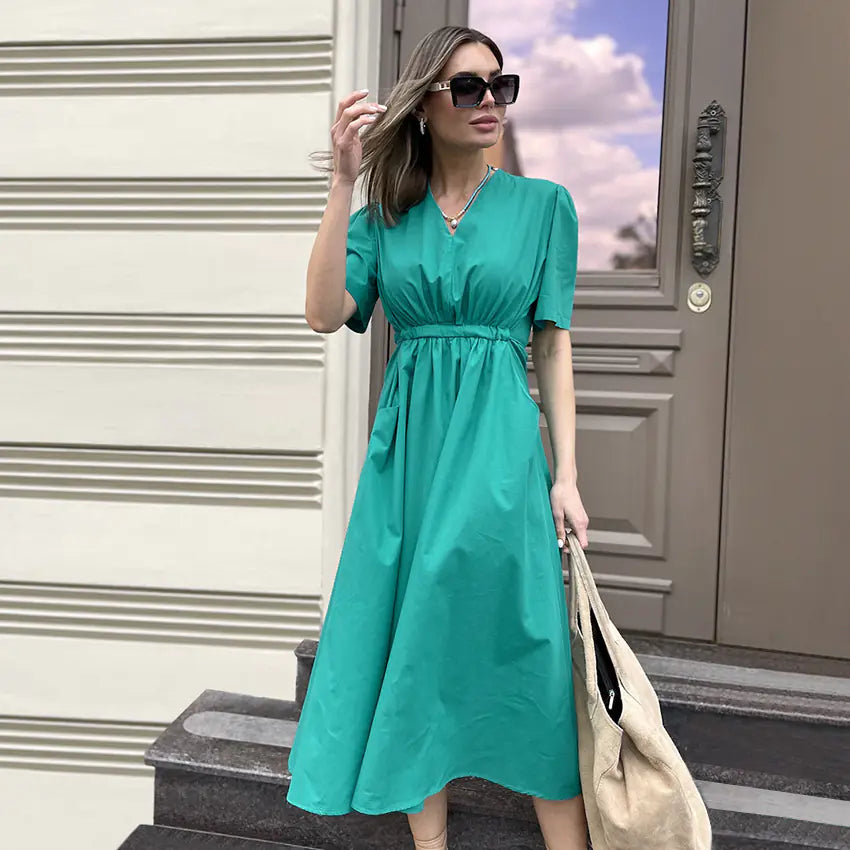 2023 Women's French Style High-Waist A-Line Dress