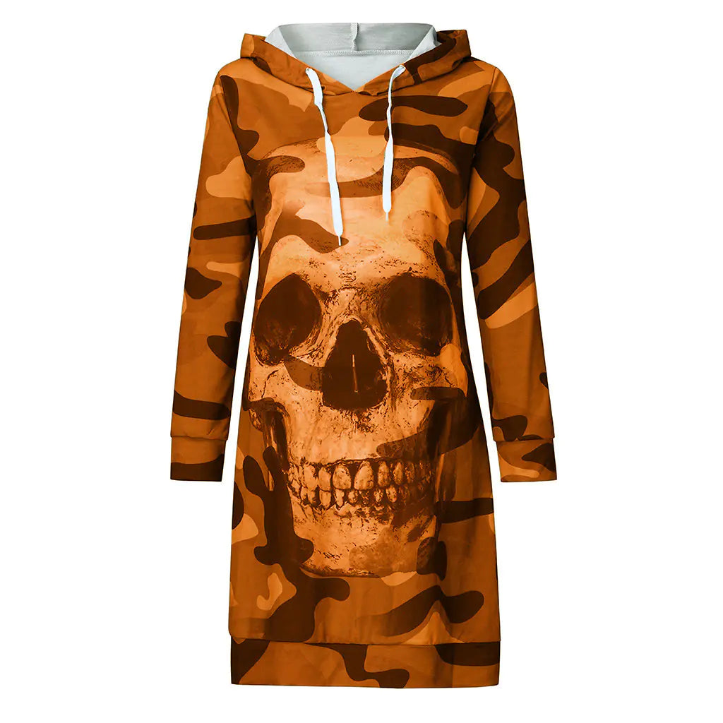 2019 Camouflage Skull Long Sleeve Hoodie for Halloween