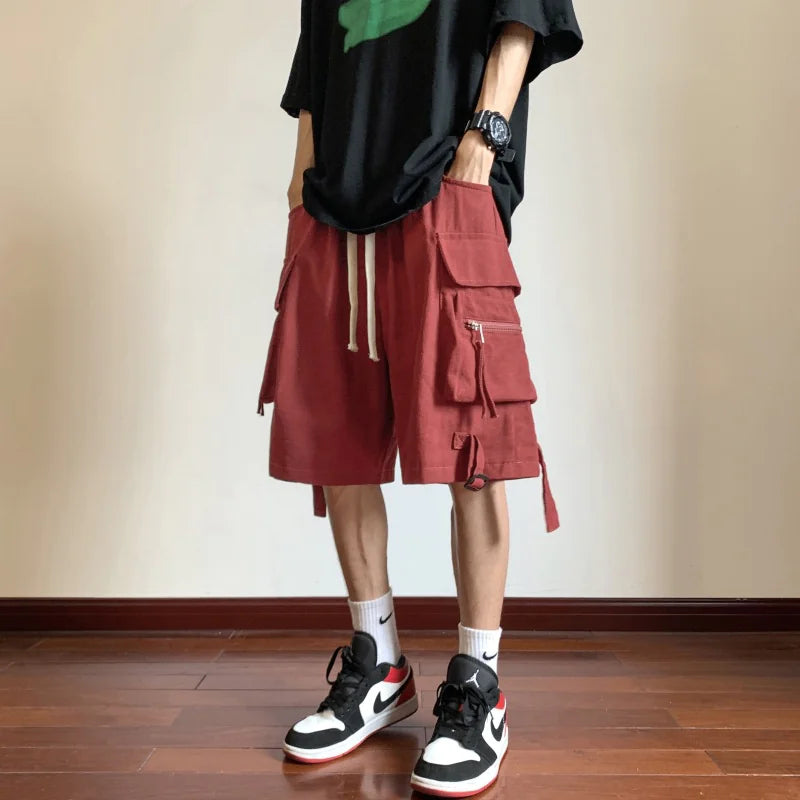 3D Pocket Drawstring Shorts in Dark RO Style