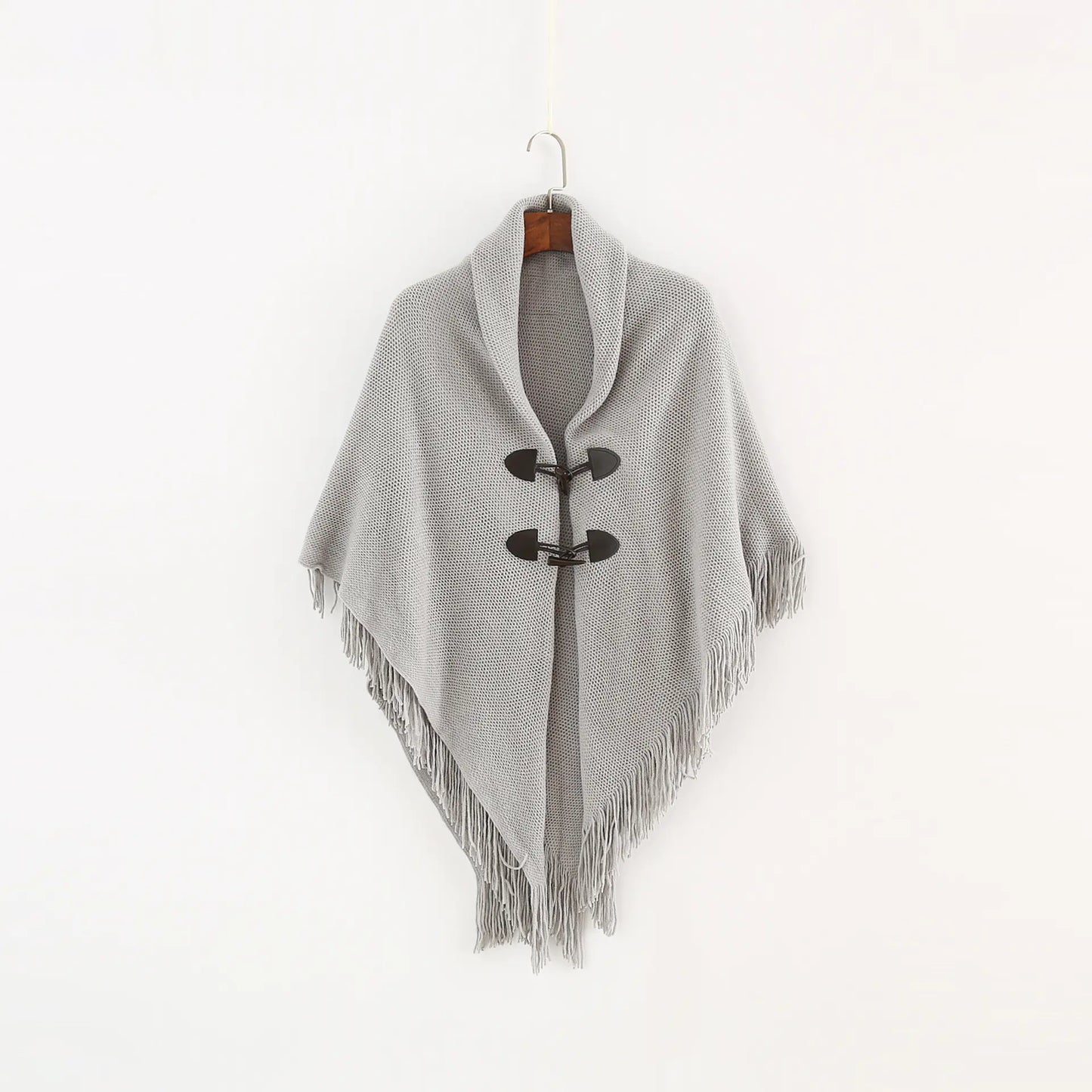 Fashion Button Cardigan with Hooded Cashmere Scarf
