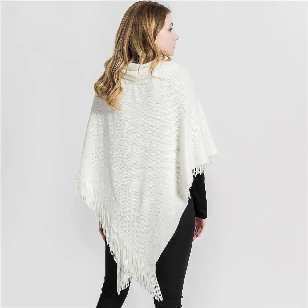 Fashion Button Cardigan with Hooded Cashmere Scarf
