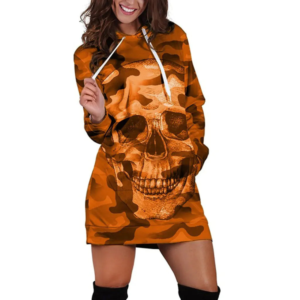 2019 Camouflage Skull Long Sleeve Hoodie for Halloween
