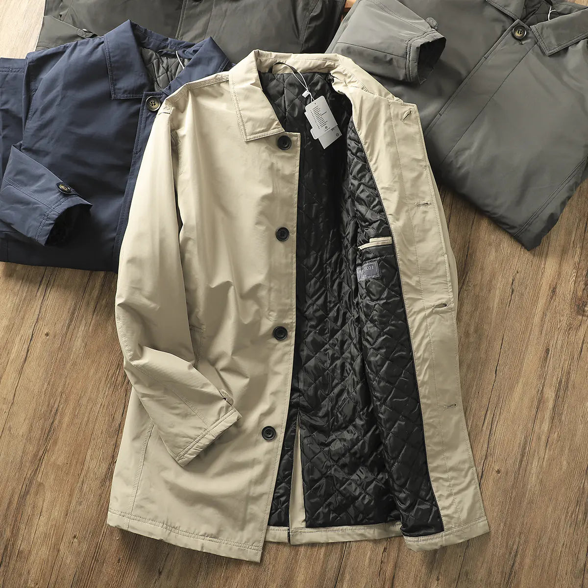 Men's Thick Thermal Quilted Windproof Trench Coat