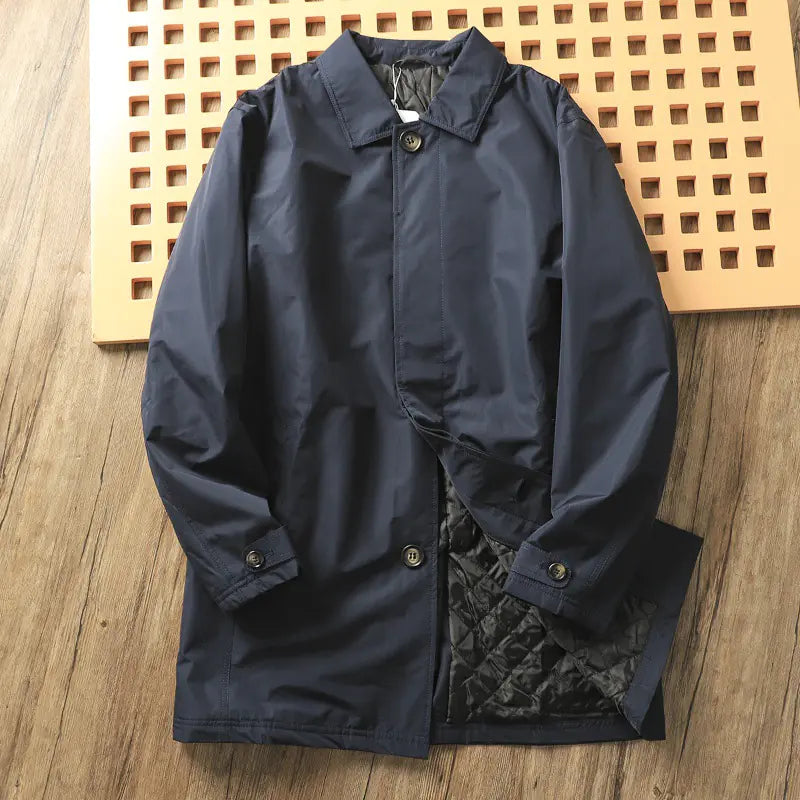 Men's Thick Thermal Quilted Windproof Trench Coat