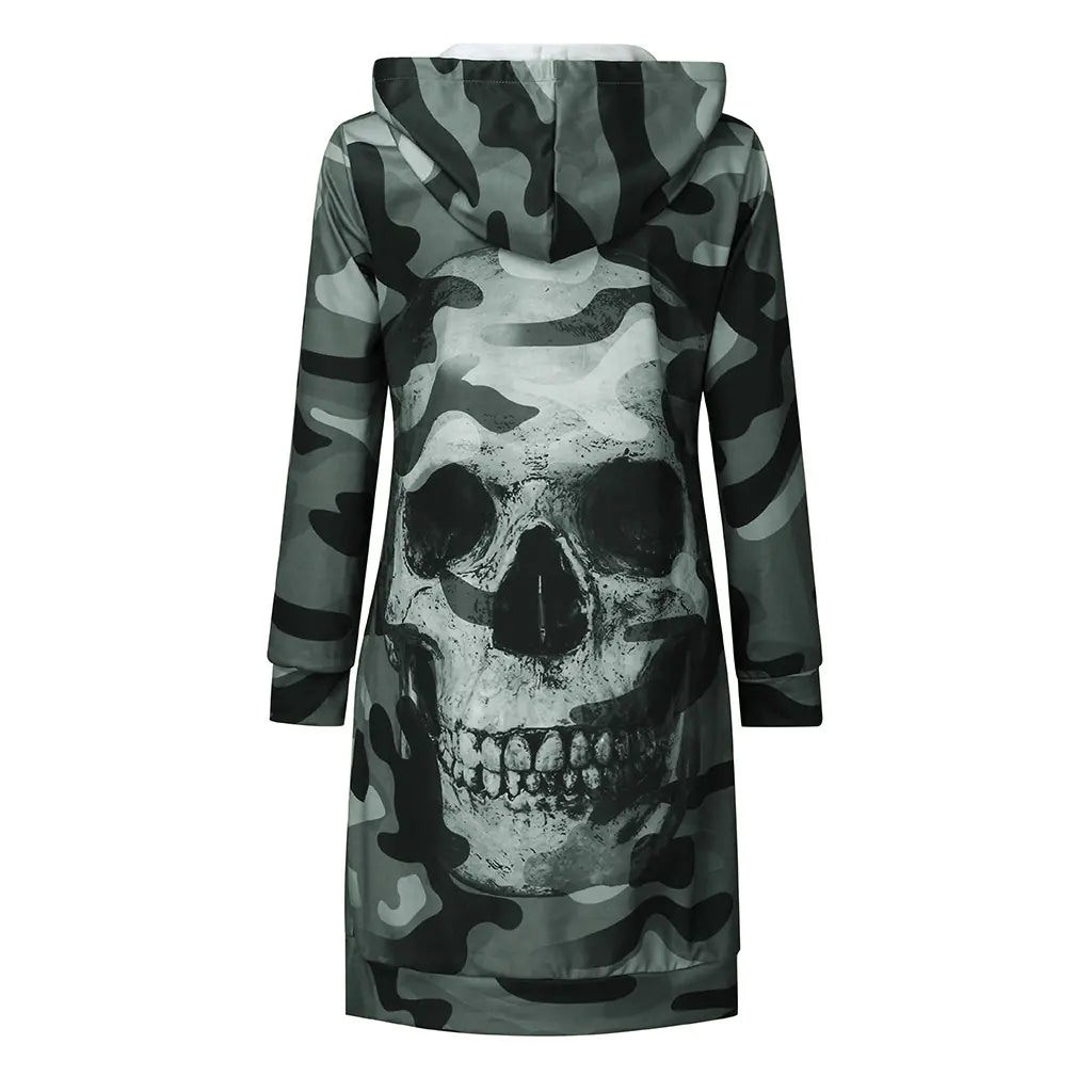 2019 Camouflage Skull Long Sleeve Hoodie for Halloween