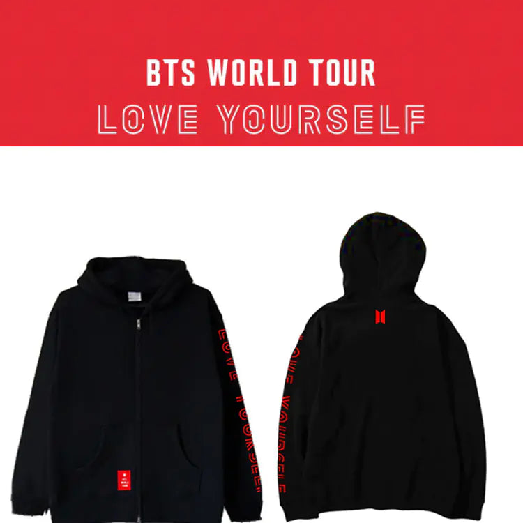 BTS Love Yourself Hoodie - Zippered Fleece Cardigan