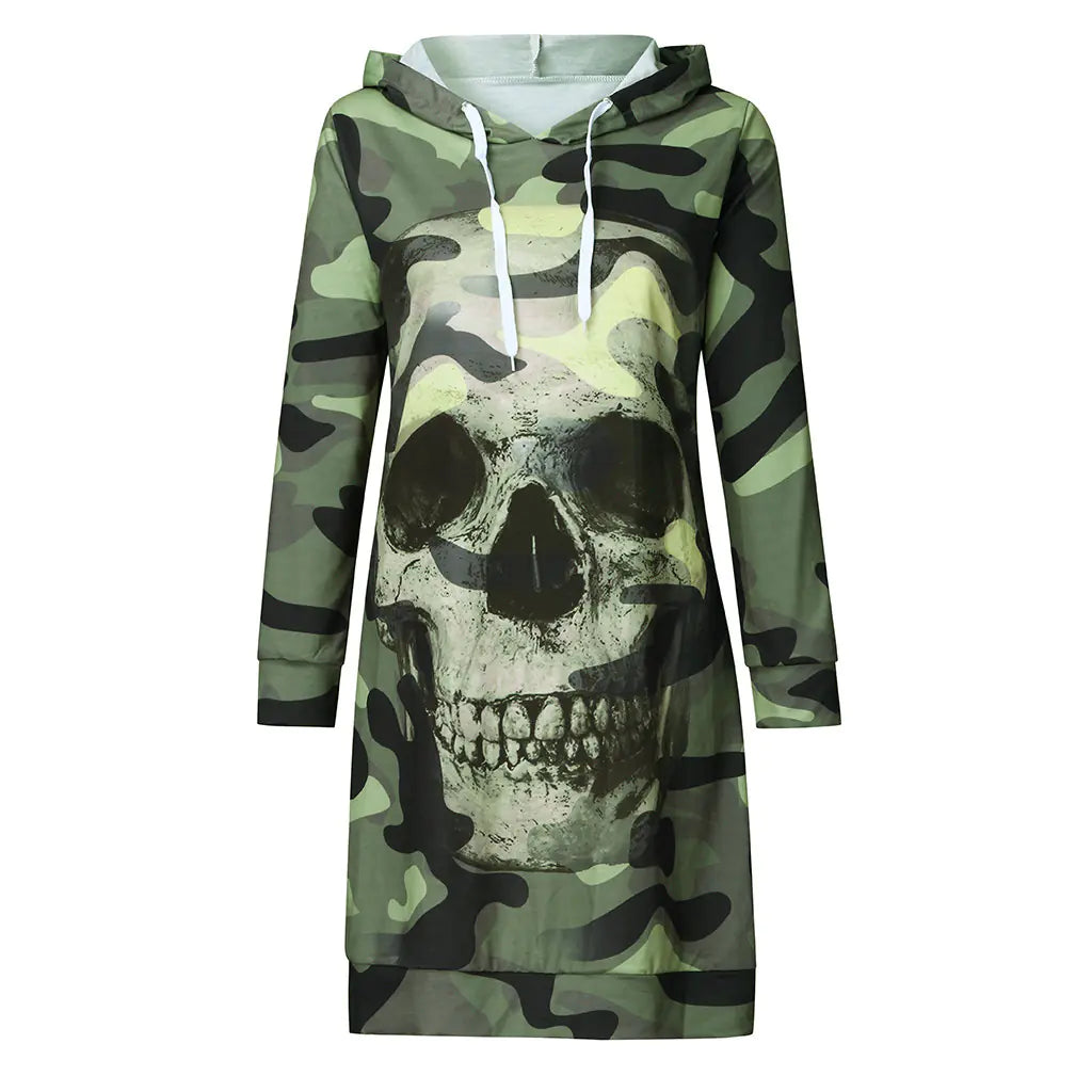2019 Camouflage Skull Long Sleeve Hoodie for Halloween