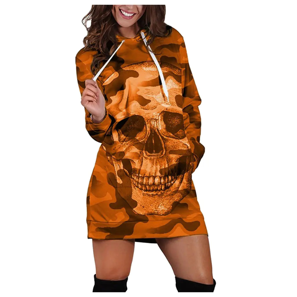 2019 Camouflage Skull Long Sleeve Hoodie for Halloween