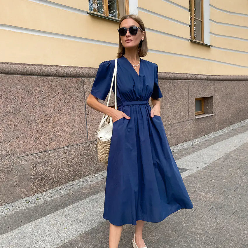 2023 Women's French Style High-Waist A-Line Dress