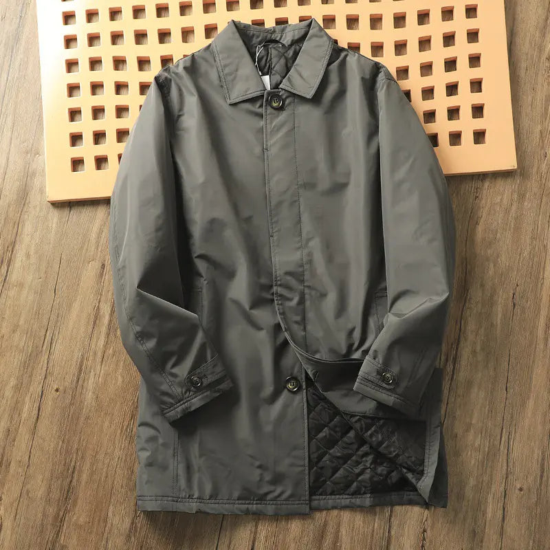 Men's Thick Thermal Quilted Windproof Trench Coat