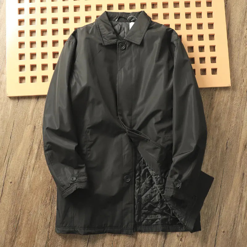 Men's Thick Thermal Quilted Windproof Trench Coat