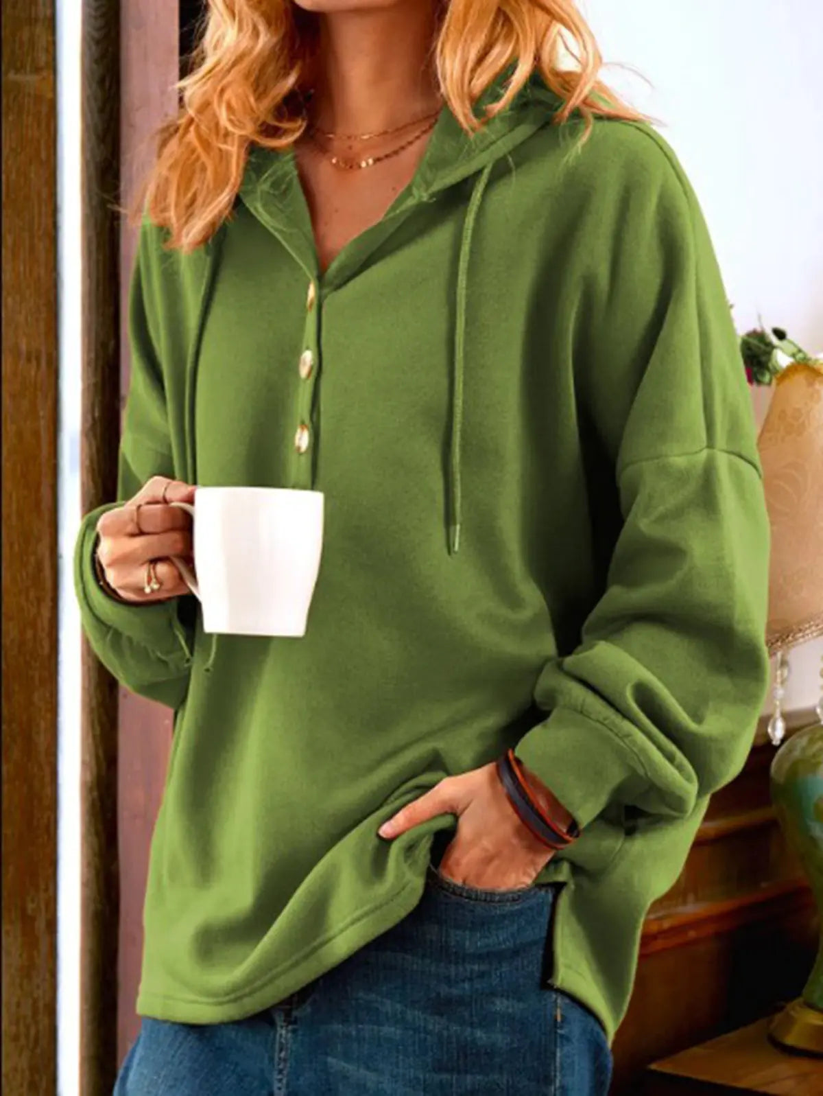 Casual Solid Color Hooded Cotton Commuter Sweater