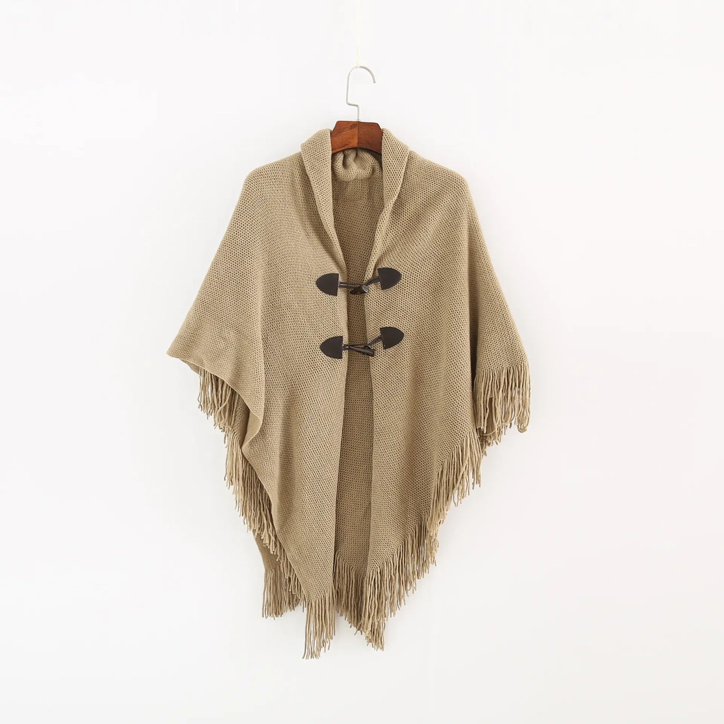Fashion Button Cardigan with Hooded Cashmere Scarf