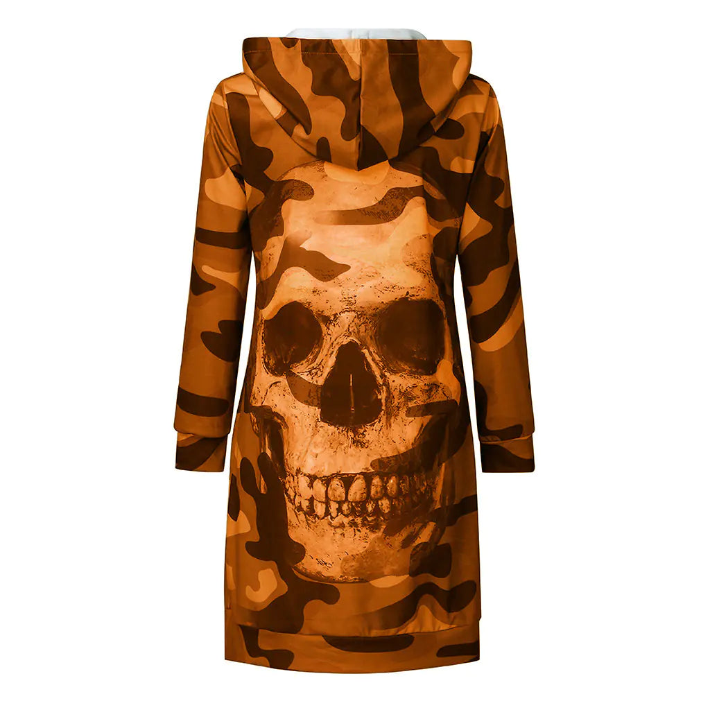 2019 Camouflage Skull Long Sleeve Hoodie for Halloween