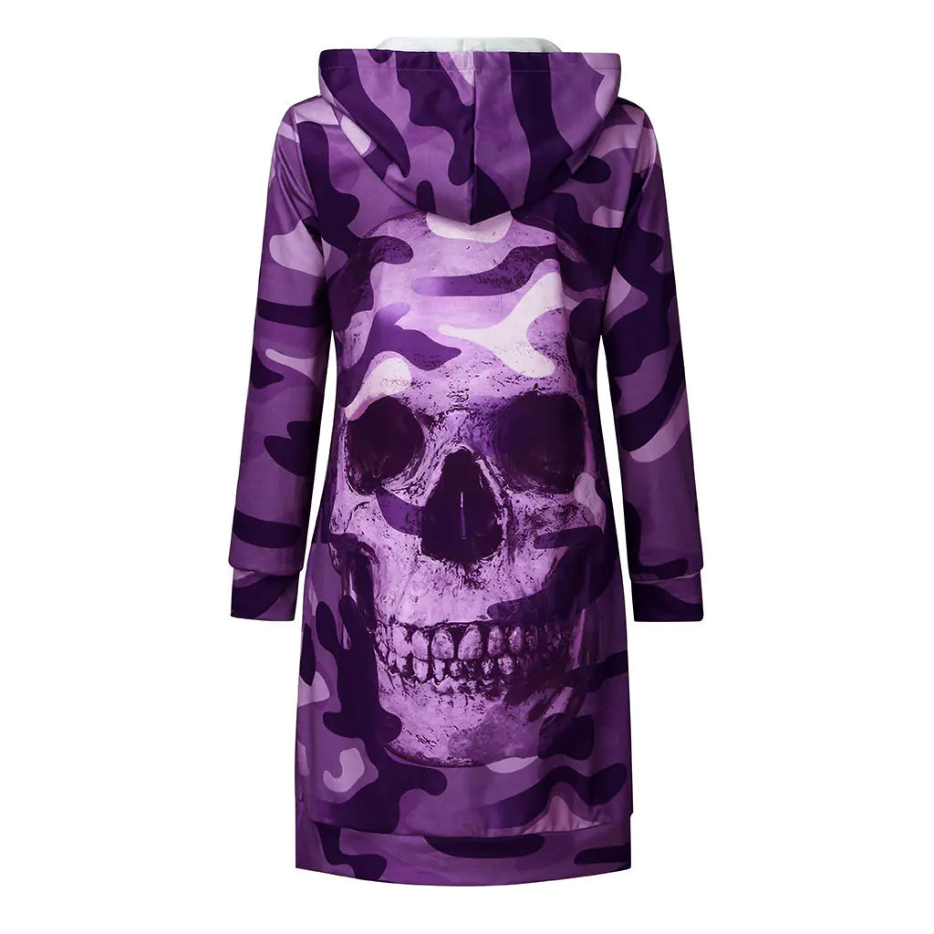 2019 Camouflage Skull Long Sleeve Hoodie for Halloween