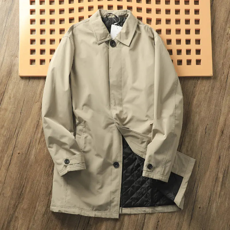 Men's Thick Thermal Quilted Windproof Trench Coat