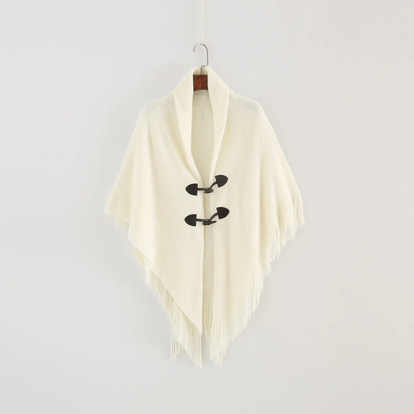 Fashion Button Cardigan with Hooded Cashmere Scarf