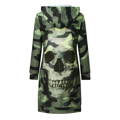 2019 Camouflage Skull Long Sleeve Hoodie for Halloween