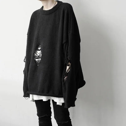 Solid Color Torn Sweater for Men - Autumn & Winter