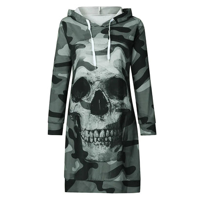 2019 Camouflage Skull Long Sleeve Hoodie for Halloween