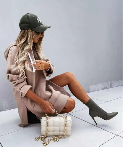 Autumn Long Sleeve Solid Color Hooded Sweater