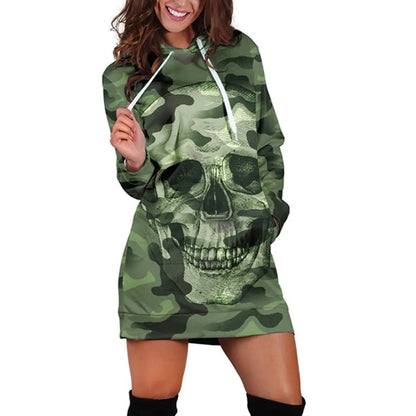 2019 Camouflage Skull Long Sleeve Hoodie for Halloween