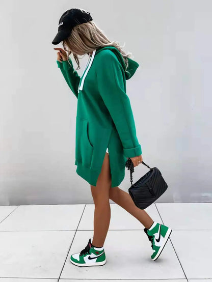 Autumn Long Sleeve Solid Color Hooded Sweater