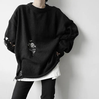 Solid Color Torn Sweater for Men - Autumn & Winter