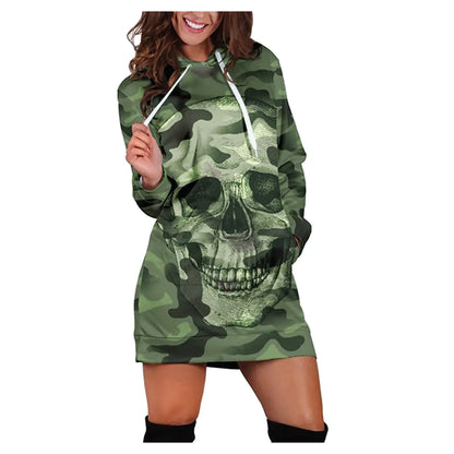 2019 Camouflage Skull Long Sleeve Hoodie for Halloween