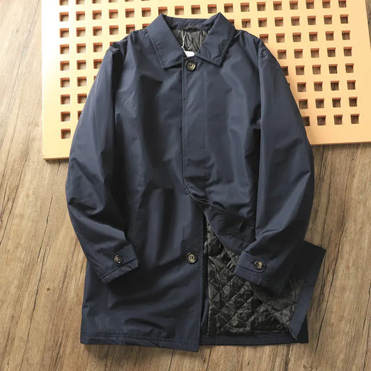Men's Thick Thermal Quilted Windproof Trench Coat