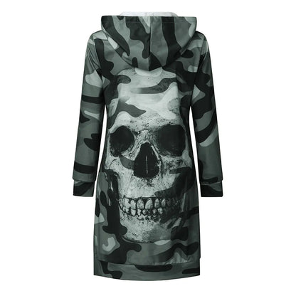 2019 Camouflage Skull Long Sleeve Hoodie for Halloween
