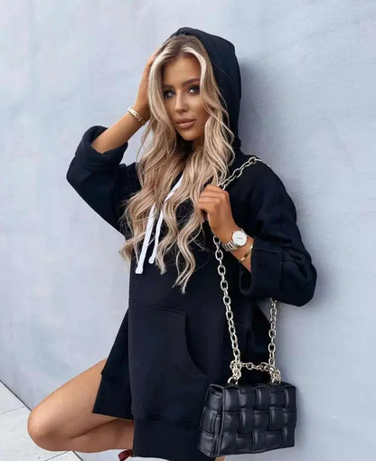 Autumn Long Sleeve Solid Color Hooded Sweater