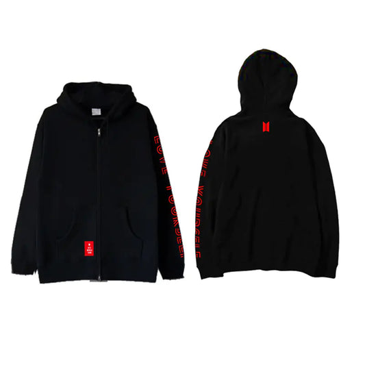 BTS Love Yourself Hoodie - Zippered Fleece Cardigan