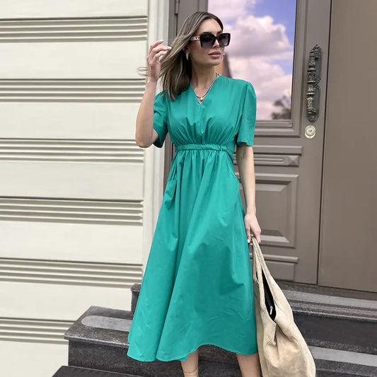 2023 Women's French Style High-Waist A-Line Dress