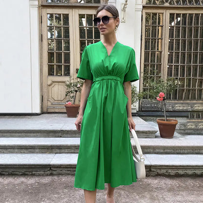 2023 Women's French Style High-Waist A-Line Dress