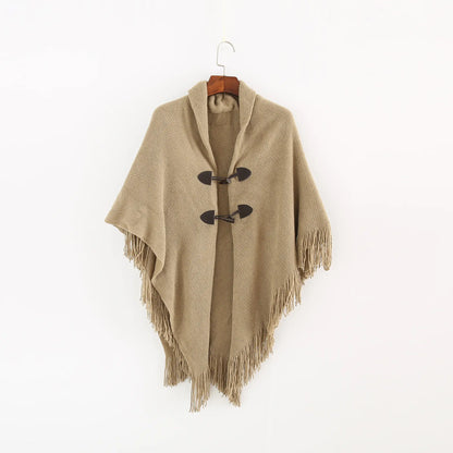 Fashion Button Cardigan with Hooded Cashmere Scarf