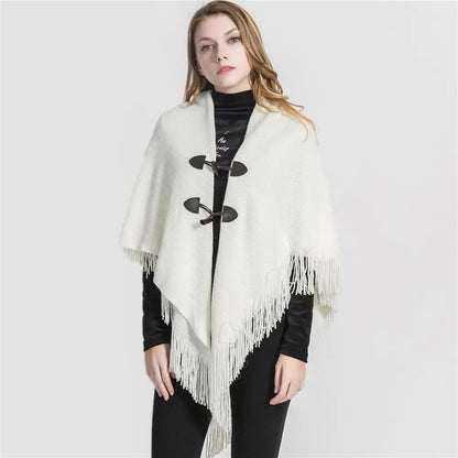 Fashion Button Cardigan with Hooded Cashmere Scarf
