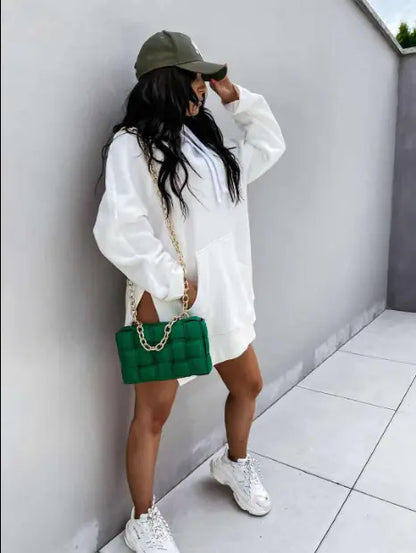 Autumn Long Sleeve Solid Color Hooded Sweater