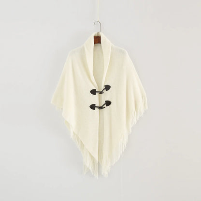 Fashion Button Cardigan with Hooded Cashmere Scarf